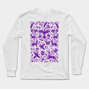 Mexican Otomí Design in Purple Long Sleeve T-Shirt